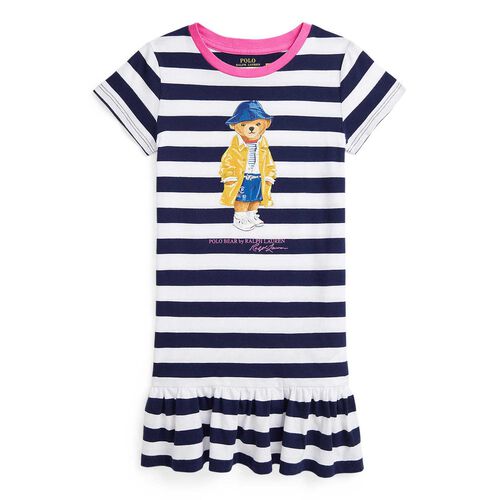 Ralph Lauren Striped Polo Bear Cotton Jersey Dress